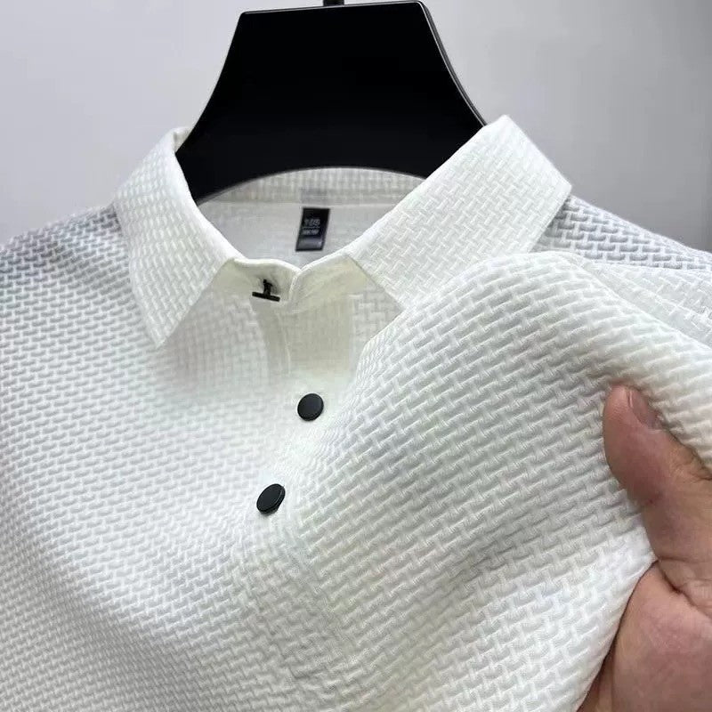 Men's jacquard mesh ice silk simple T-shirt