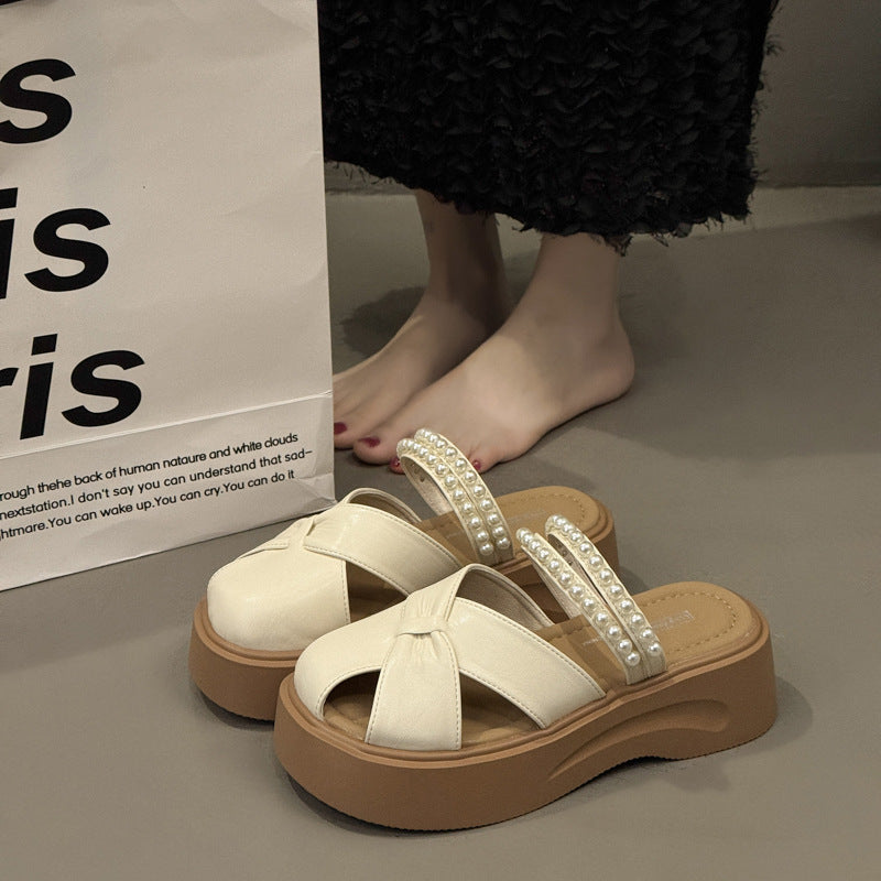 zp636-Women's summer retro thick-soled fashionable closed-toe sandals