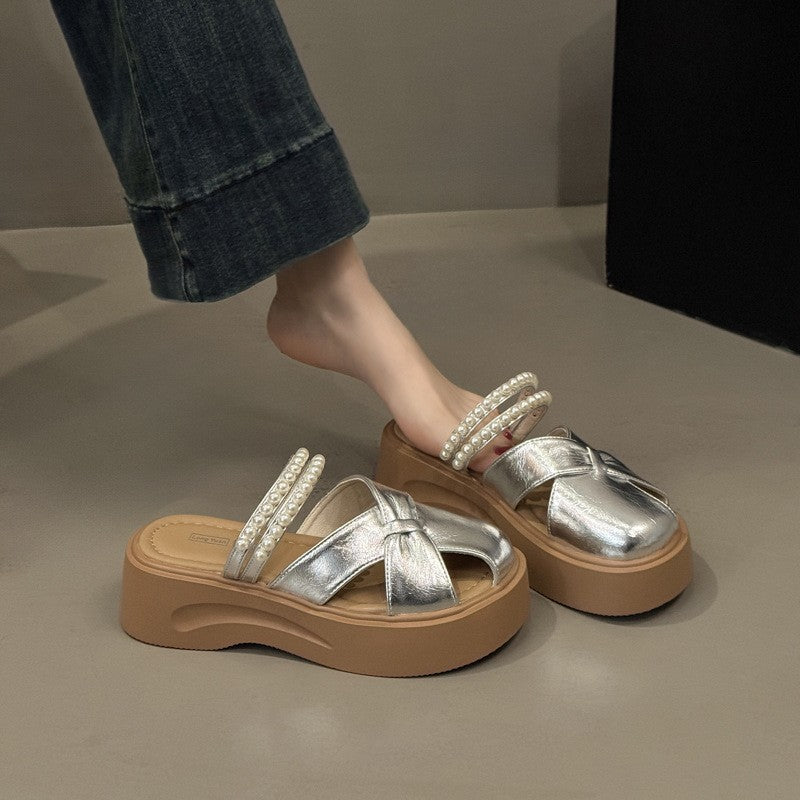 zp636-Women's summer retro thick-soled fashionable closed-toe sandals
