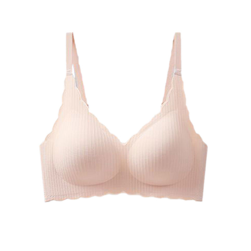 zp650-Women's small chest push-up thin no-rim bra