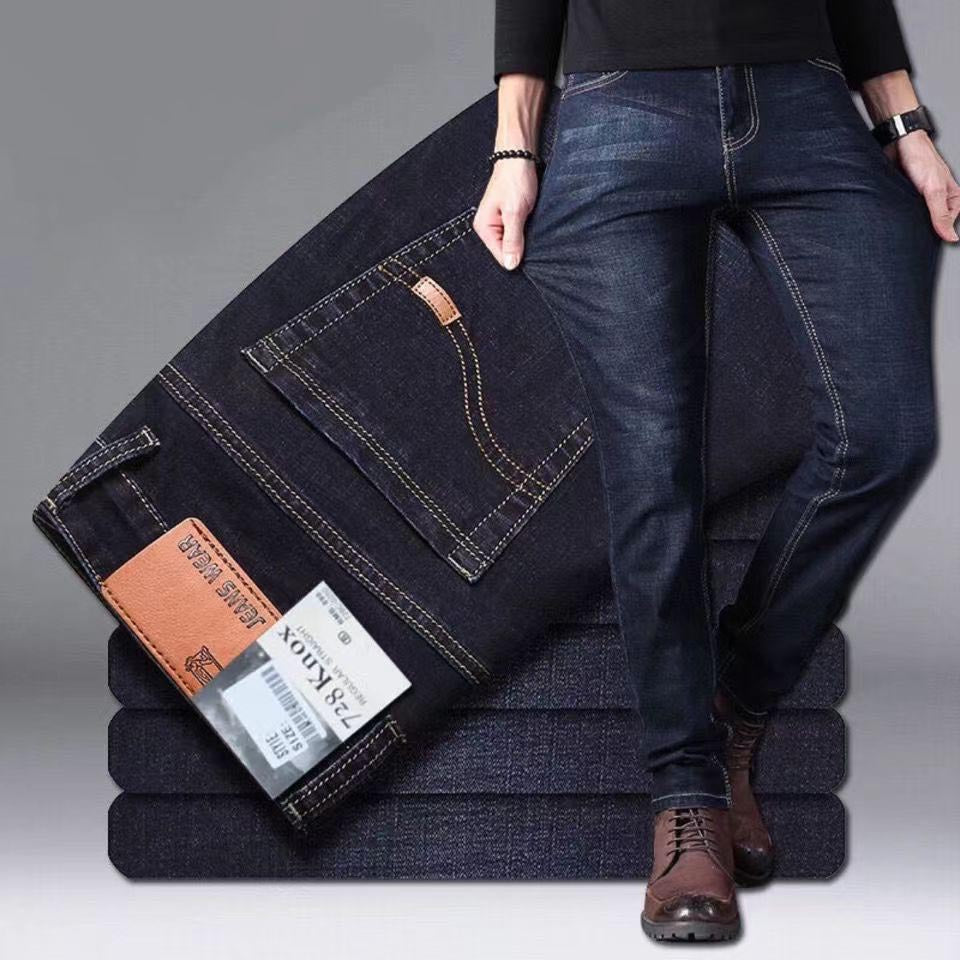 zd180-Autumn and Winter Men's Straight Leg Loose Casual Stretch Jeans