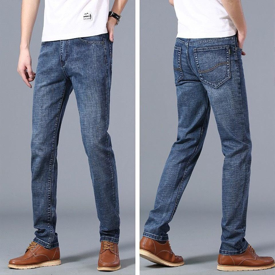 zd180-Autumn and Winter Men's Straight Leg Loose Casual Stretch Jeans