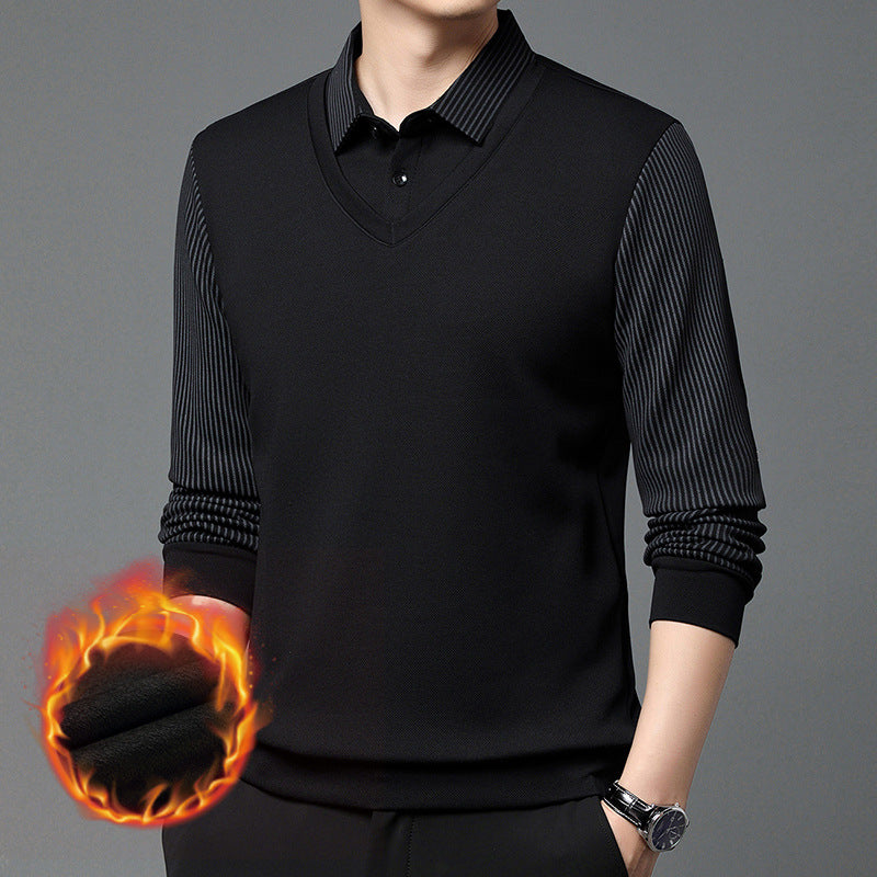 zd196-2024 men's winter velvet thickened fake two-piece long sleeves