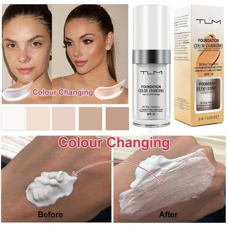 kfc05-Temperature-changing skin color foundation liquid brightens the skin and is portable and concealer liquid that lasts long and does not fade easily