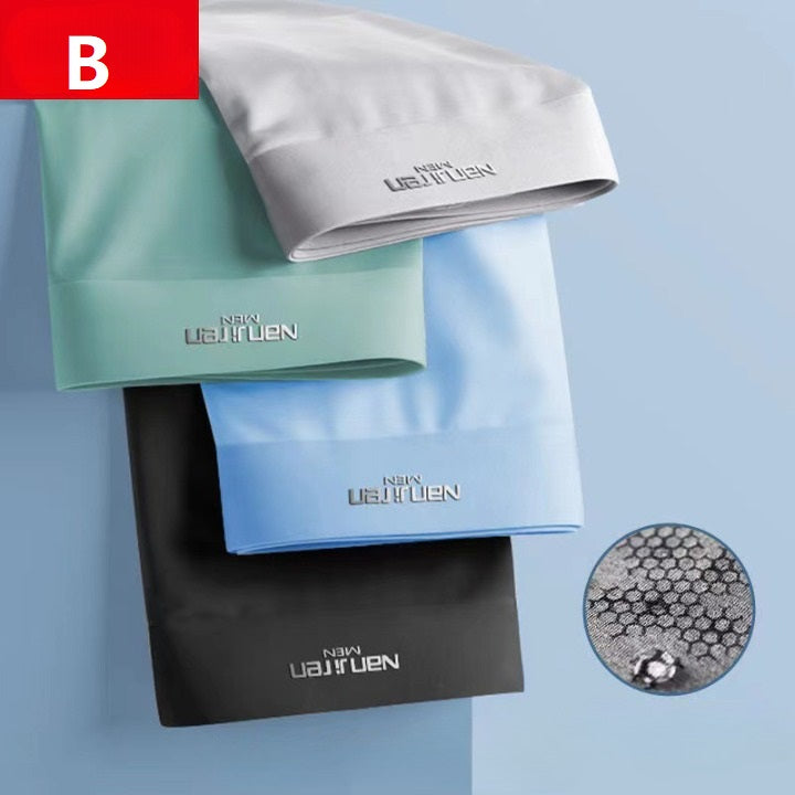 4pcs+4pcs-Men's Ice Silk Breathable Boxer Briefs