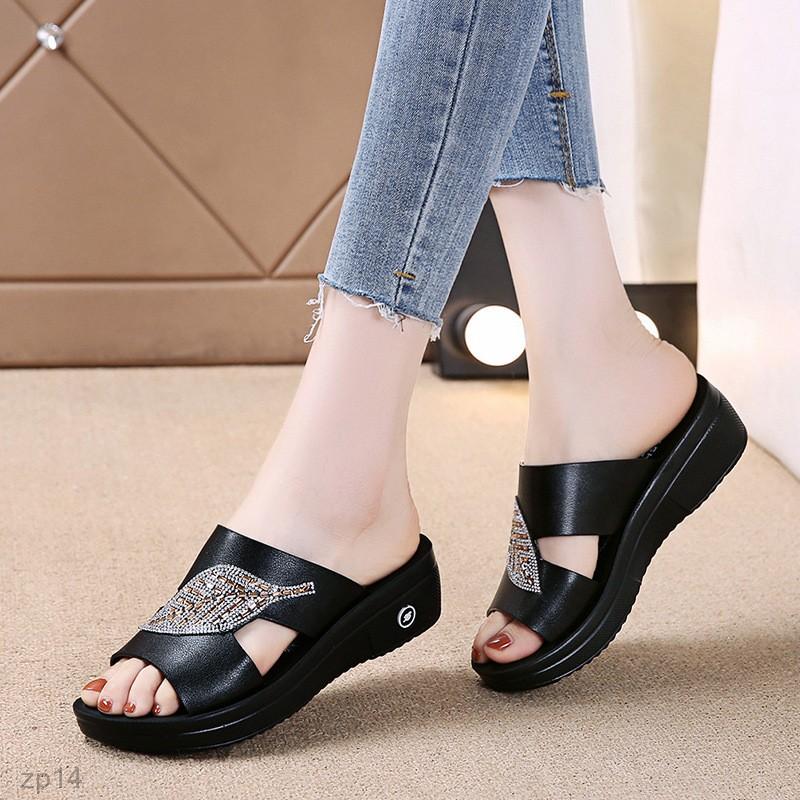 zp14-Summer Simple and Elegant Retro Hollow Fish Mouth Women Slippers