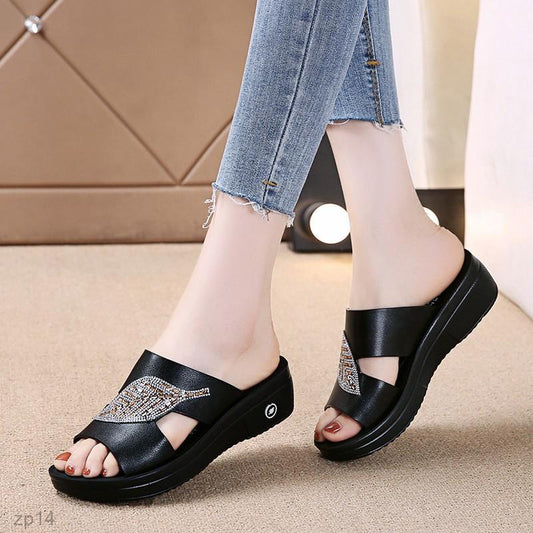 Summer Simple and Elegant Retro Hollow Fish Mouth Women's Slippers