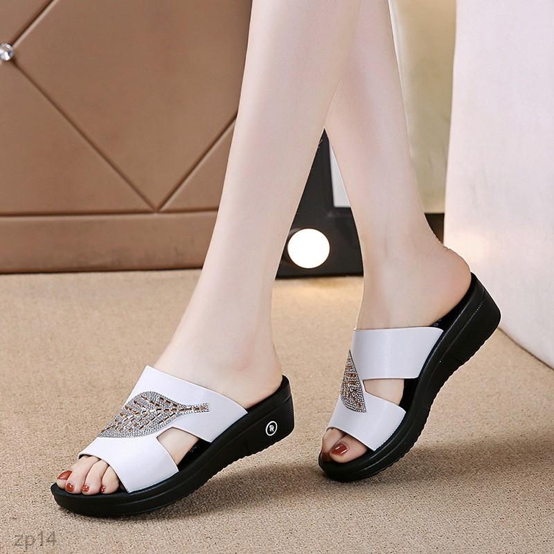 zp14-Summer Simple and Elegant Retro Hollow Fish Mouth Women Slippers