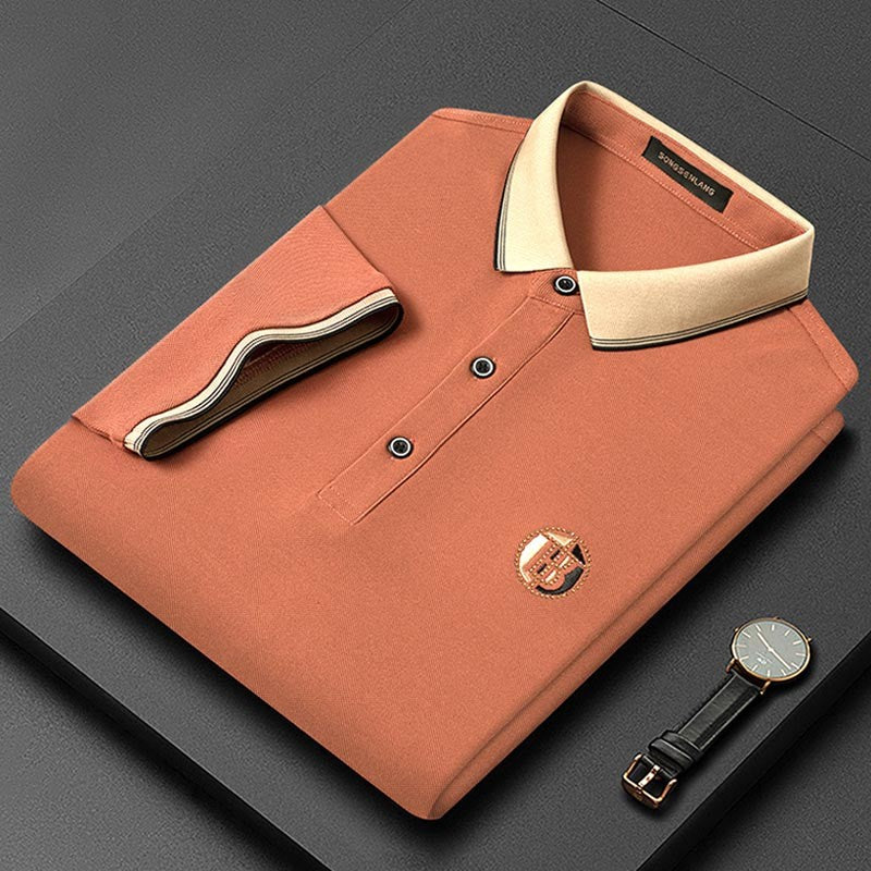 Summer men's casual loose lapel short-sleeved polo shirt