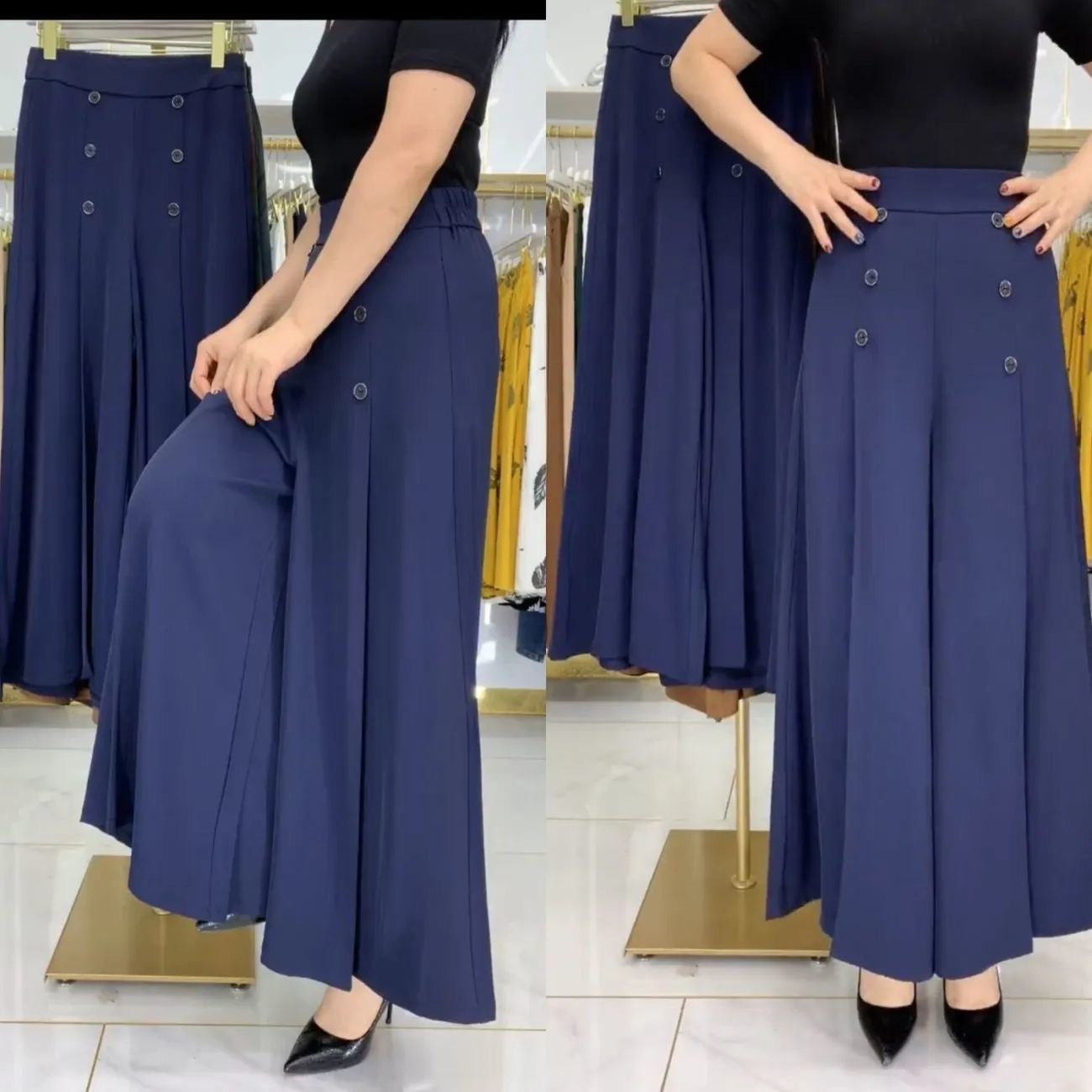 Summer cool loose drape wide leg skirt pants women