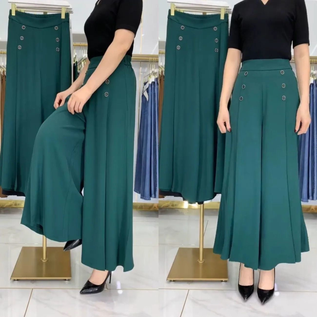 Summer cool loose drape wide leg skirt pants women