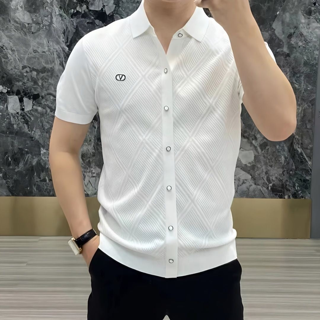 sa118-2025 summer light luxury fashion lapel short-sleeved T-shirt