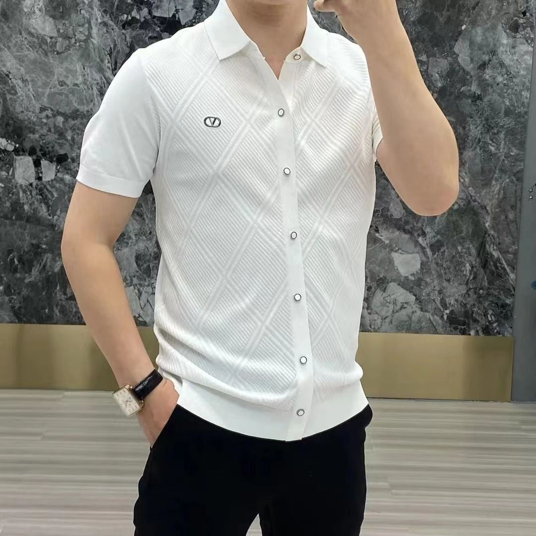 sa118-2025 summer light luxury fashion lapel short-sleeved T-shirt