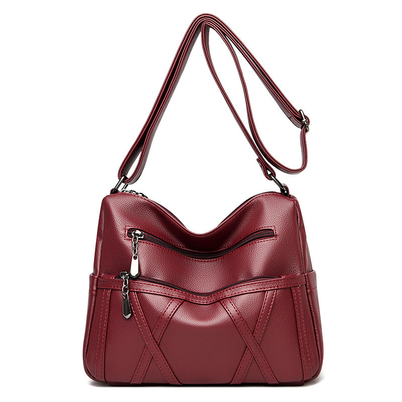 zp117-Soft Leather Versatile Large Capacity Shoulder Handbag