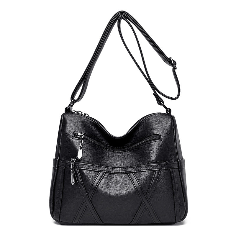 zp117-Soft Leather Versatile Large Capacity Shoulder Handbag