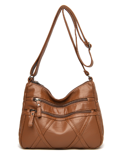 zp117-Soft Leather Versatile Large Capacity Shoulder Handbag