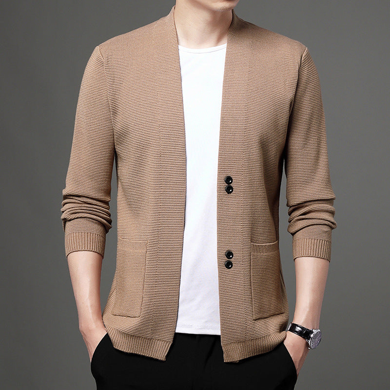 Spring and autumn men's knitted cardigan sweater coat