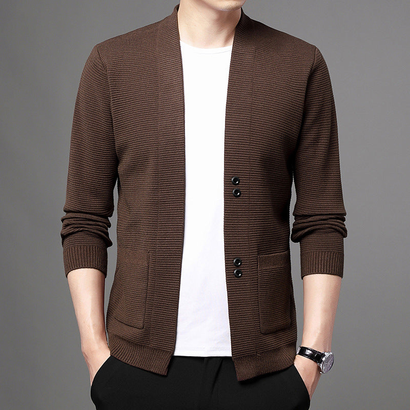 Spring and autumn men's knitted cardigan sweater coat