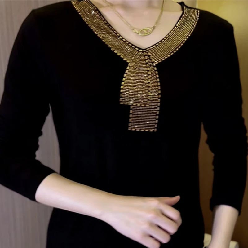 2024 Western style women's slimming long-sleeved T-shirt  اشتري 1 و إحصول على 1 مجانا