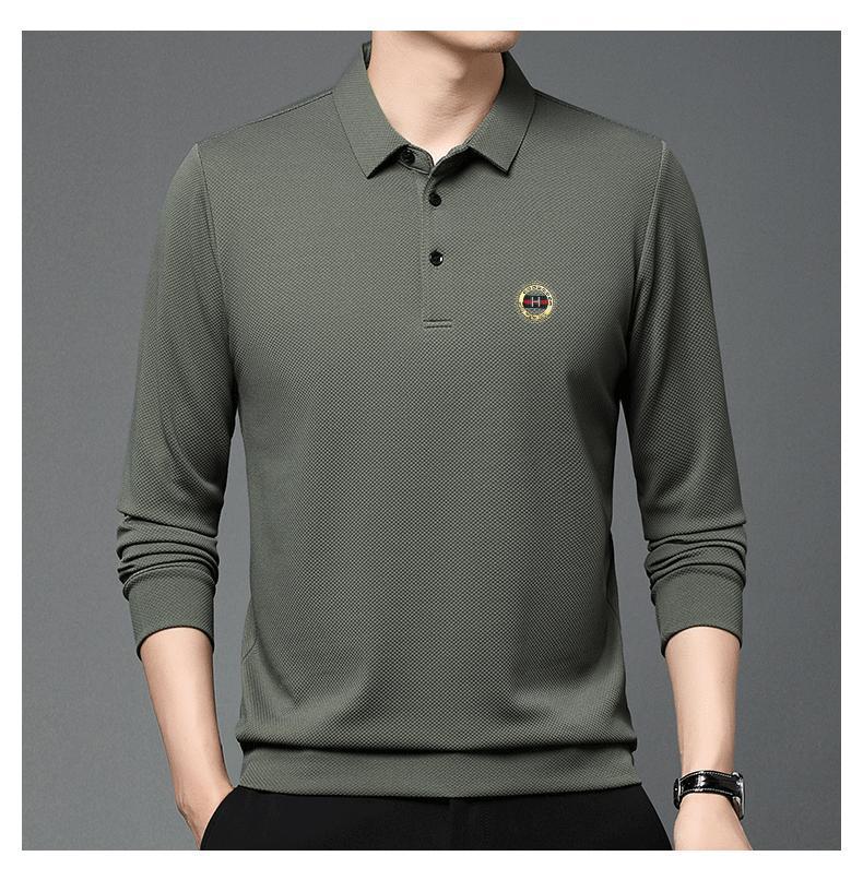 zd166-2024 Fall Men's Casual Long Sleeve Polo Shirt