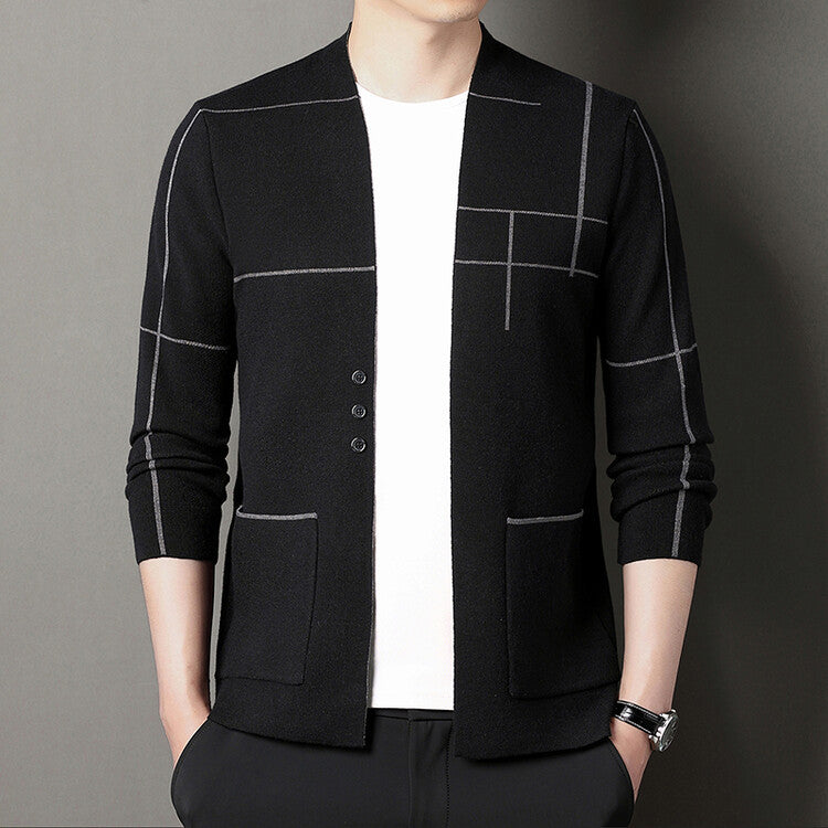 Spring and Autumn Men's Large Size Knitted Thin Jacket