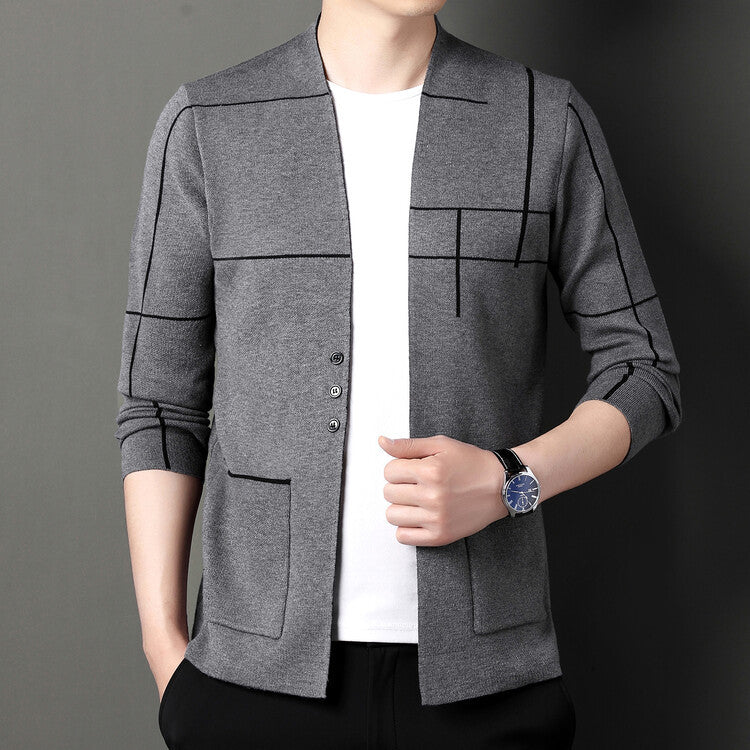 Spring and Autumn Men's Large Size Knitted Thin Jacket