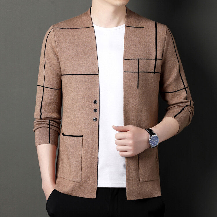 Spring and Autumn Men's Large Size Knitted Thin Jacket