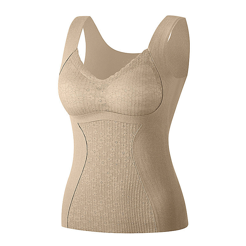 Autumn and winter versatile women's thermal underwear with breast pads