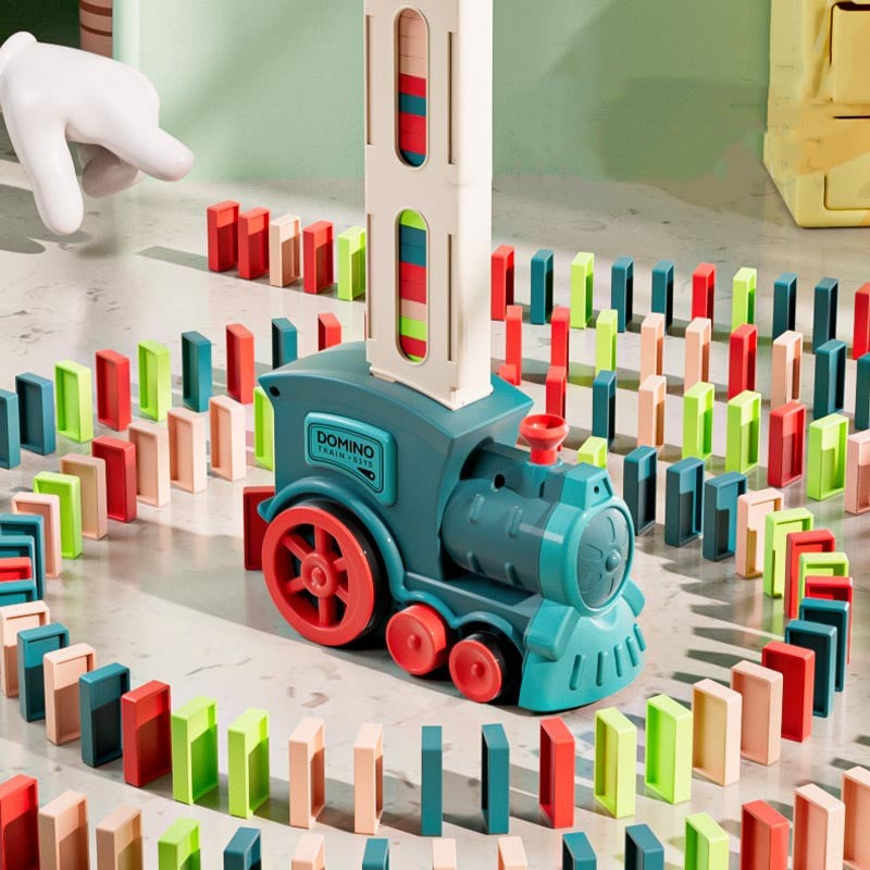 Children's toy domino train electric