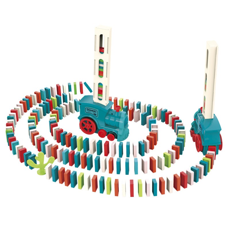 Children's toy domino train electric