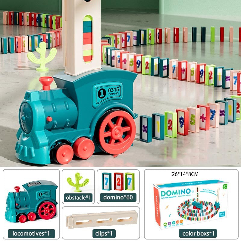 Children's toy domino train electric