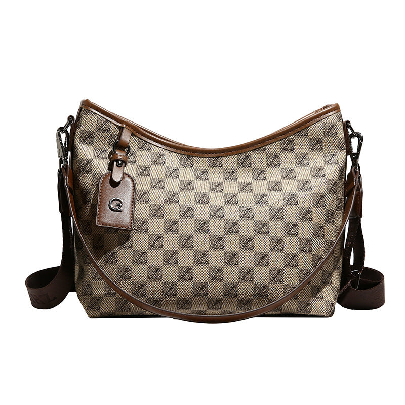 Large-capacity, high-end and versatile printed shoulder crossbody bag