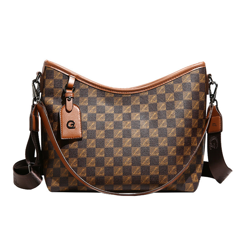 Large-capacity, high-end and versatile printed shoulder crossbody bag