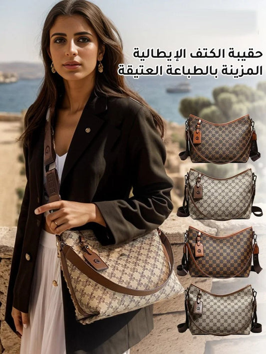 Large-capacity, high-end and versatile printed shoulder crossbody bag