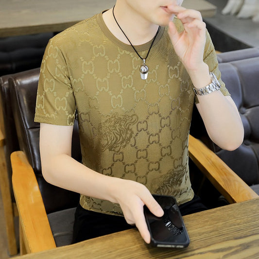 Fashionable and versatile ice silk men's short-sleeved T-shirt