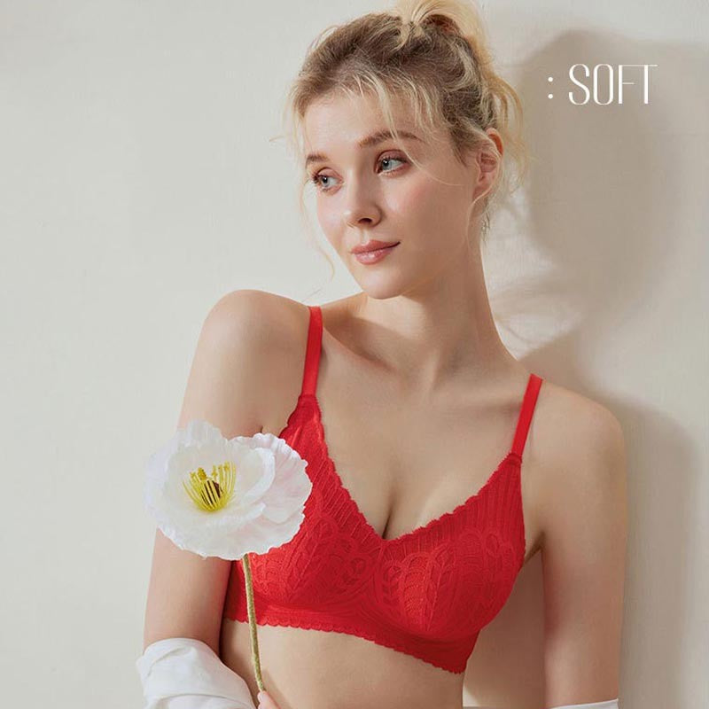 Women's push-up lace bra without wires