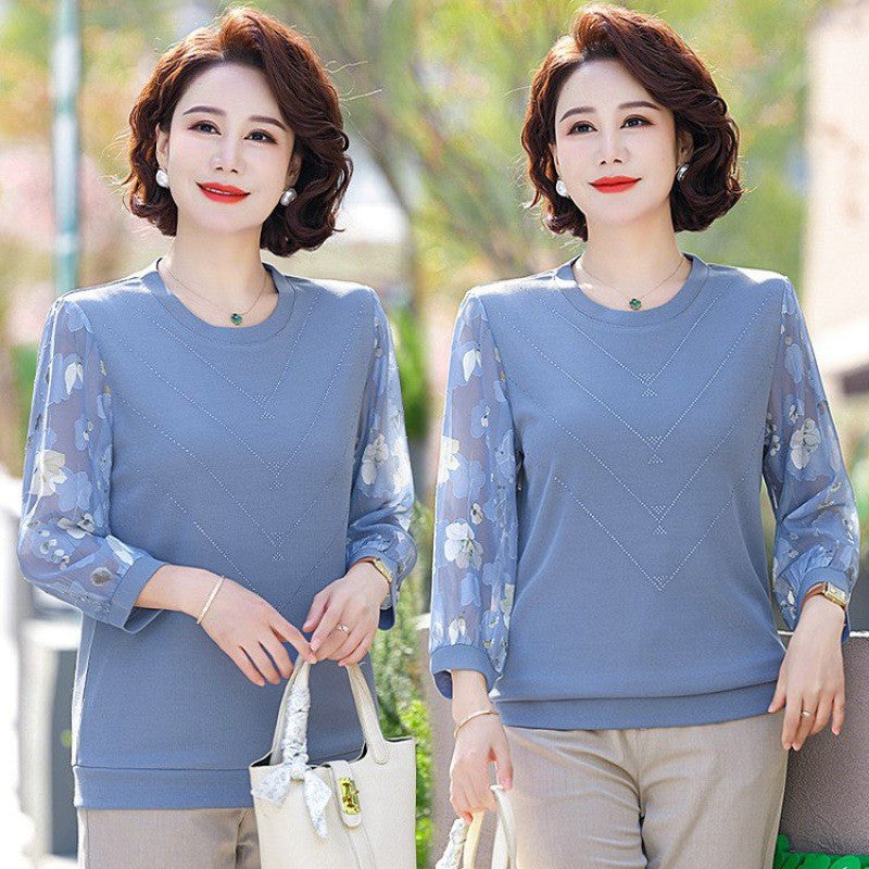 zp361-2024 knitted embroidered T-shirt for middle-aged and elderly people