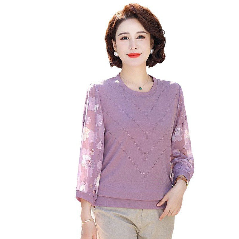 zp361-2024 knitted embroidered T-shirt for middle-aged and elderly people