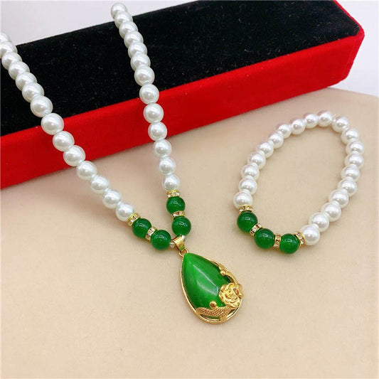 ae480-Synthetic Imitation Pearl Women's Necklace Bracelet