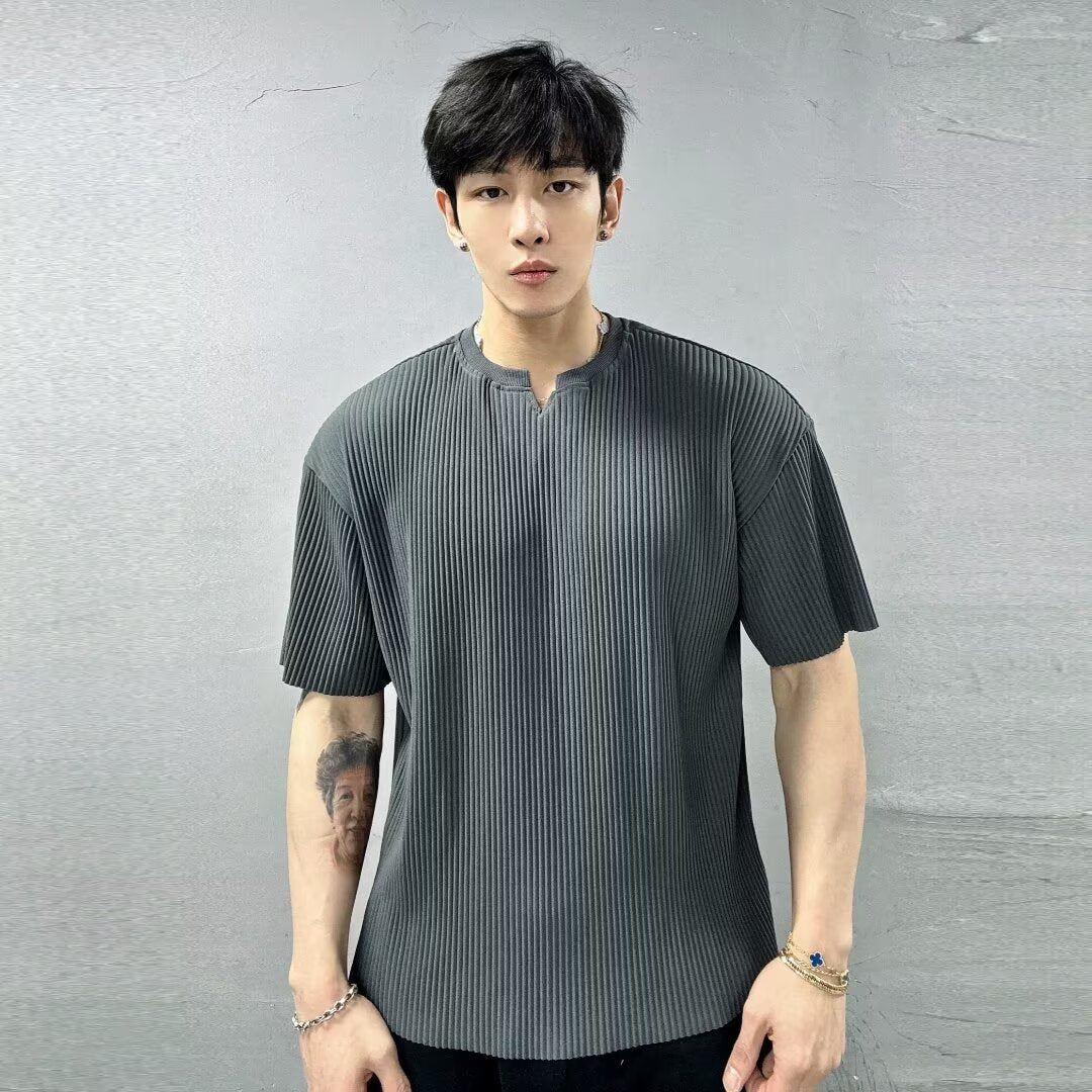 ae493-Men's Summer Loose Threaded Sports T-Shirt