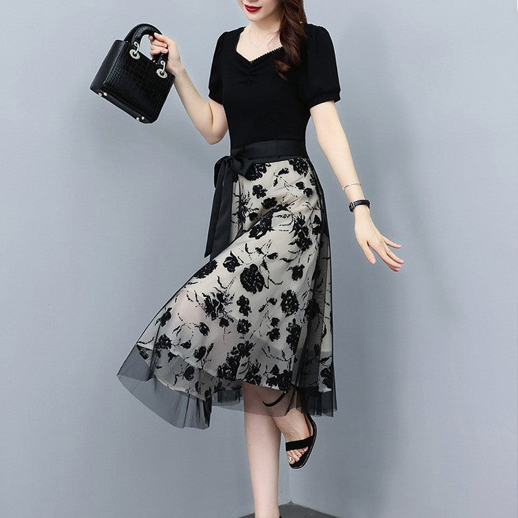 2025 Mesh splicing casual dress