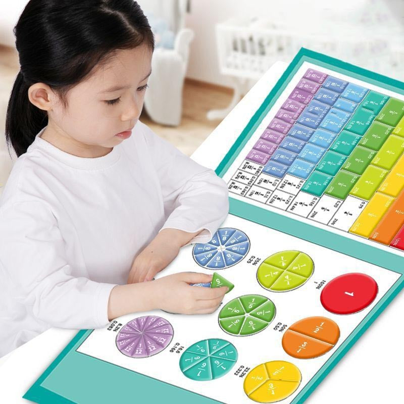 Magnetic fraction learning teaching aids for elementary schools