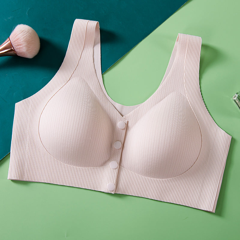 Large Size Push Up Wireless Front Button Bra