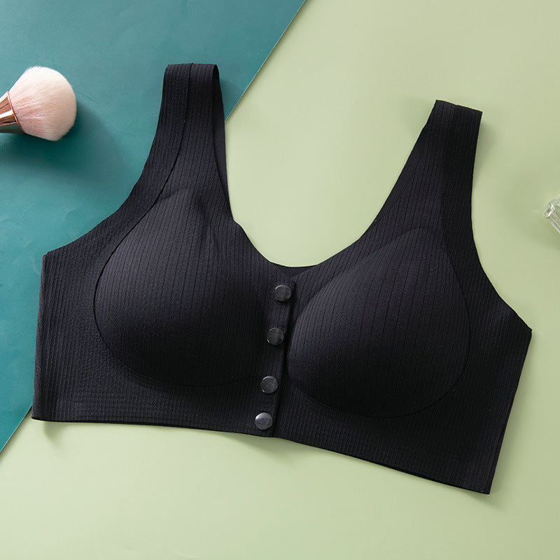 Large Size Push Up Wireless Front Button Bra