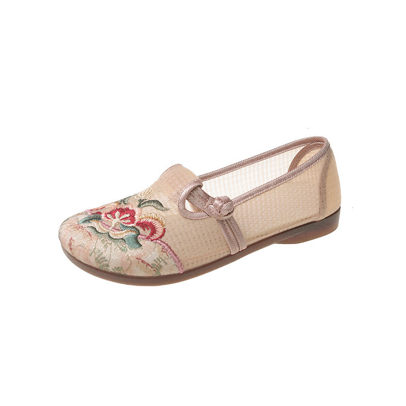 Oriental style soft sole embroidered cloth shoes