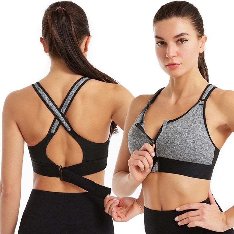 Adjustable front zip shockproof sports bra اشتري 1 و إحصول على 2 مجانا