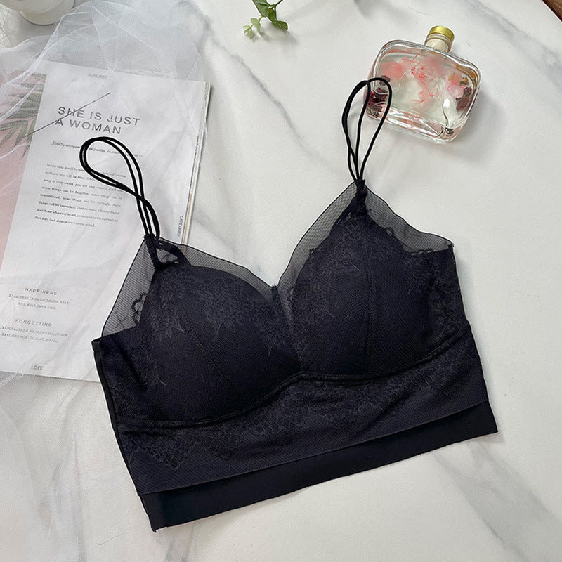 zp204-French lace ice silk breathable suspender bra