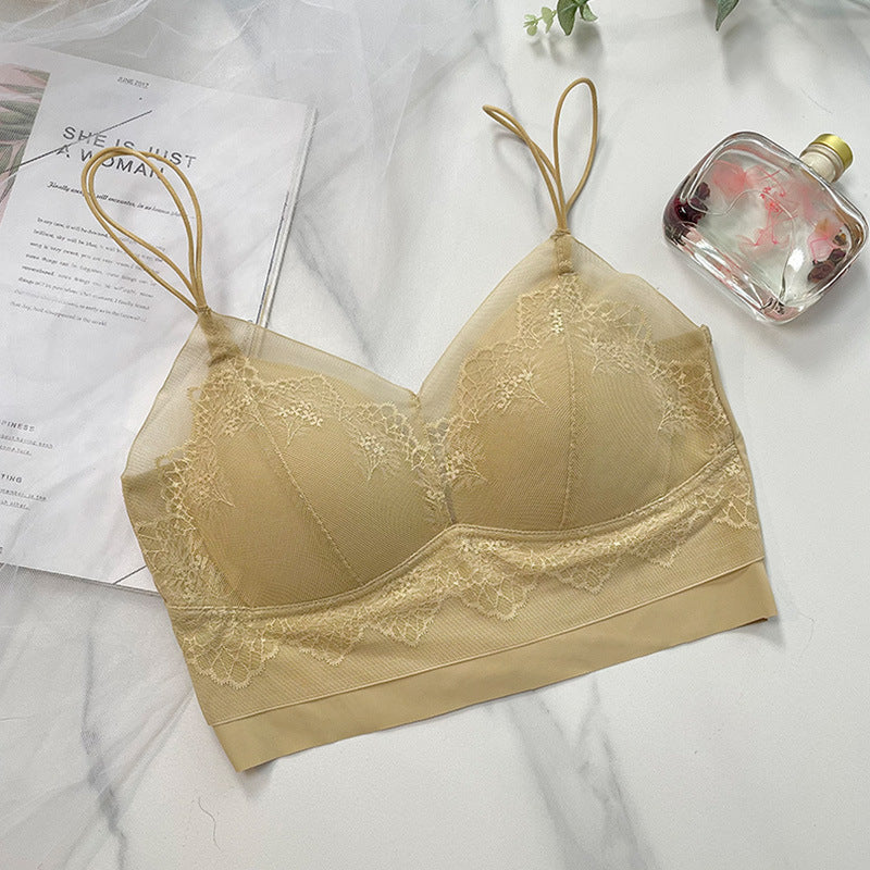 zp204-French lace ice silk breathable suspender bra