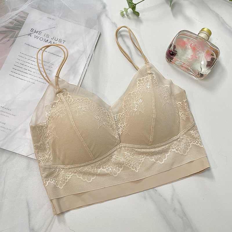 zp204-French lace ice silk breathable suspender bra