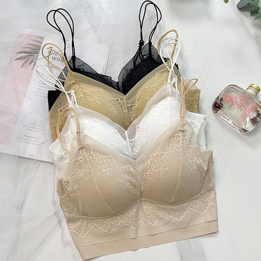 zp204-French lace ice silk breathable suspender bra